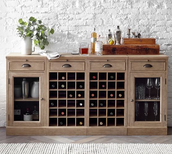 Modular Bar 72 Buffet With Double Wine, Pottery Barn Dining Room Hutch