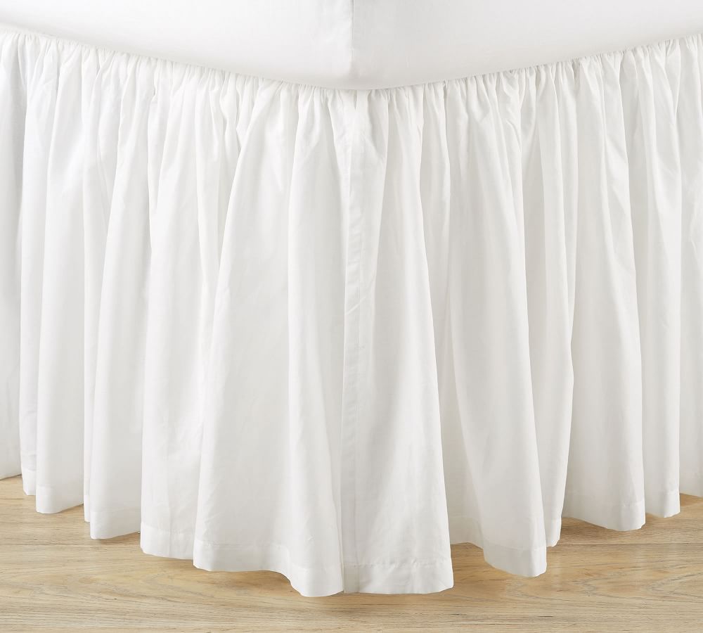 white cotton bed skirt queen