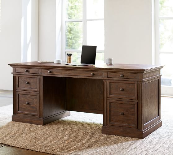 Executive Desk With Drawers Pottery Barn, Large Wooden Desk With Drawers