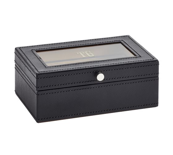 Grant Leather Watch Box Pottery Barn, Black Leather Watch Box