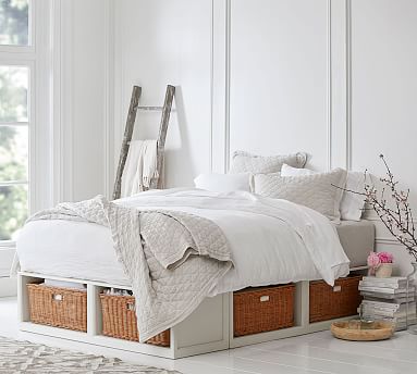 Stratton Storage Platform Bed With, Pottery Barn Bed Frames Wood