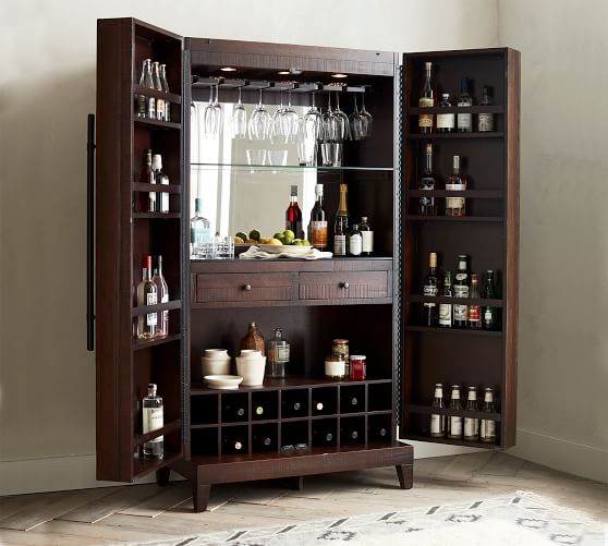 Caldwell Bar Cabinet Furniture, Pottery Barn Wine Cabinet