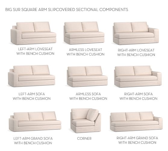 Build Your Own Big Sur Square Arm, Bench Cushion Sofa With Chaise