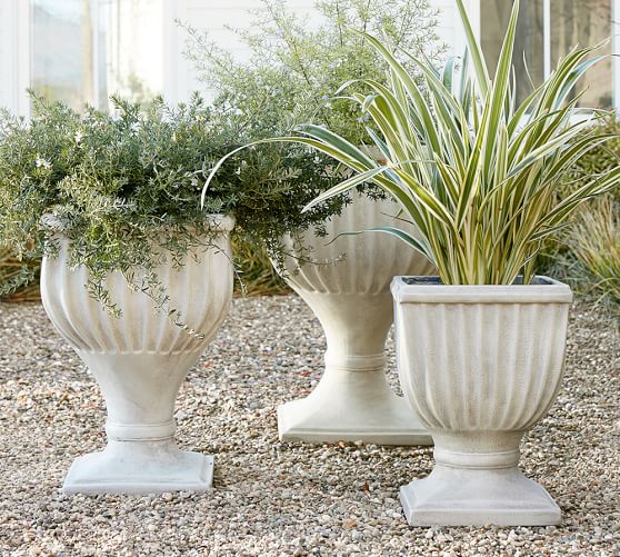 Fluted Urn Planter Pottery Barn, Outdoor Planters And Urns