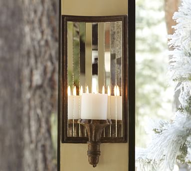 Mirrored Candle Sconce Pottery Barn, Mirrored Candle Holders Wall