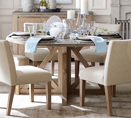 Brooks Round Pedestal Dining Table, What Size Rug To Put Under A 60 Inch Round Table