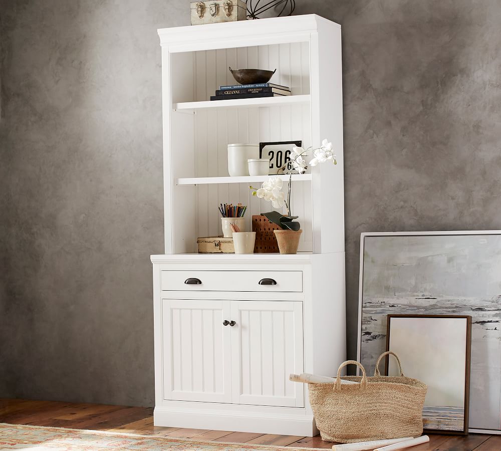 Wide Bookcase With Doors Pottery Barn, White Bookcase Cabinet With Doors
