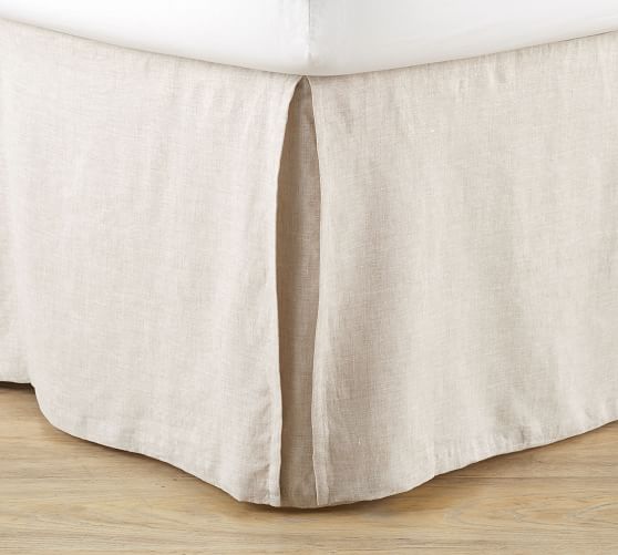 Belgian Flax Linen Bed Skirt With Side, Bed Skirts Queen