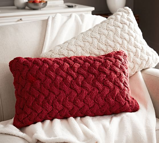 red knit pillow