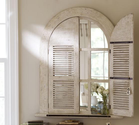 Arched Door Wall Mirror Wood, Mirrors That Look Like Windows With Shutters
