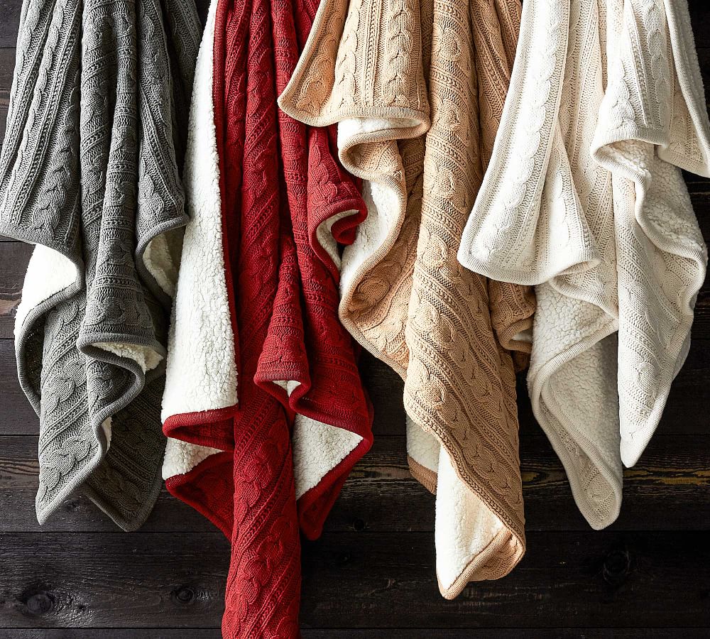Cozy Cable Knit Throws Pottery Barn
