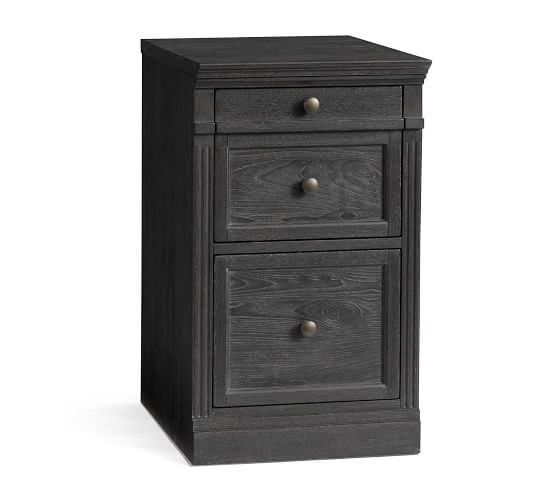 Gray Wash Livingston Single 2 Drawer, Black Wooden File Cabinet