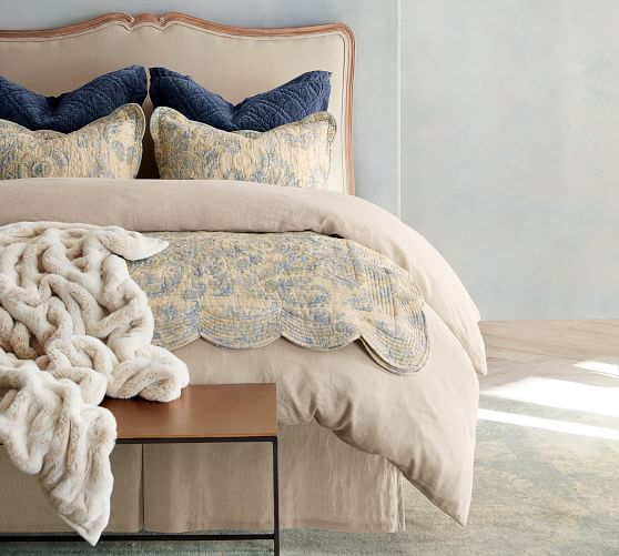 Belgian Flax Linen Bed Skirt With Side Pleats Pottery Barn Belgian Flax Linen Bed Skirt With Side, Natural Linen Bed Skirt Queen