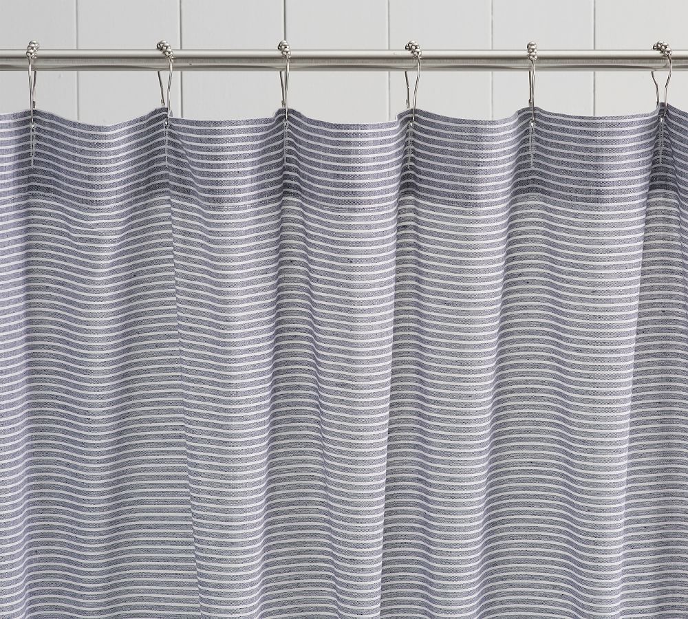 Mini Stripe Ruffled Shower Curtain, Pottery Barn Ruffle Shower Curtain