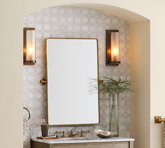 Vintage Pivot Wall Mirror Pottery Barn, How To Hang A Tilted Mirror On The Wall