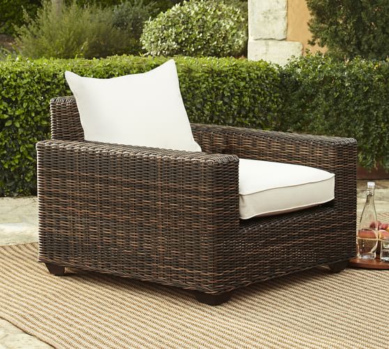 Torrey All Weather Wicker Square Arm Lounge Chair Espresso Pottery Barn - Rattan Patio Chairs Pottery Barn
