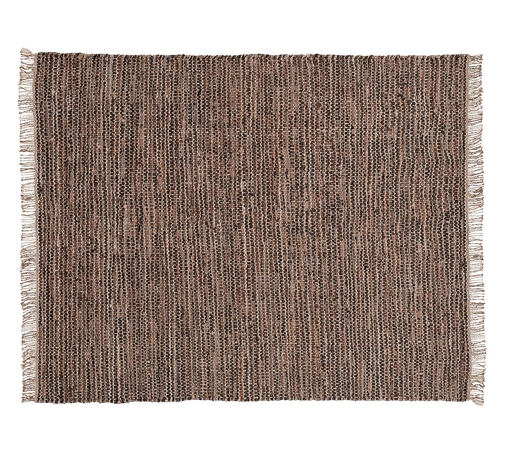 Jennings Leather Rug Dark Brown, Leather Woven Rug