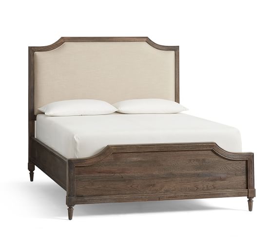 Solid Wood Upholstered Bed Pottery Barn, Fabric And Wood Bed Frame