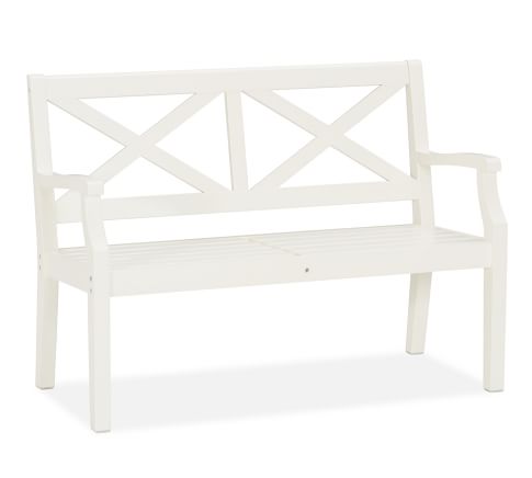 Hampstead Porch Bench with Back, White | Pottery Barn