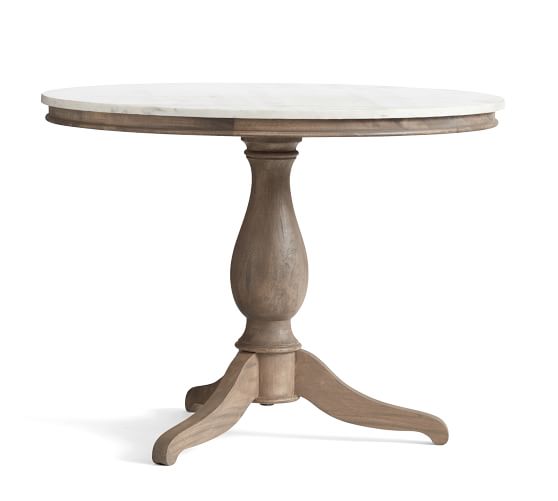 Pedestal Tables Alexandra Round Marble Pedestal Dining Table | Pottery Barn