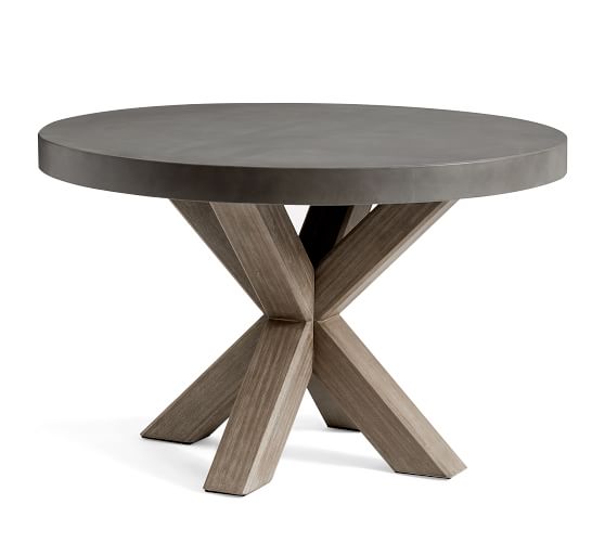 Abbott 48 Concrete Fsc Acacia Round Dining Table Gray Pottery Barn Acacia Round Dining Table Gray, Round Dinner Table
