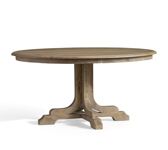 Linden Round Pedestal Dining Table, 44 Inch Round Dining Table With Leaf
