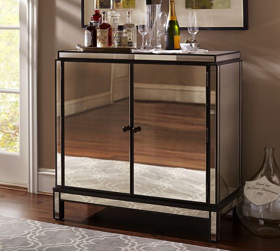 Marnie Mirrored Bar Cabinet, Mirrored Wine Cabinet