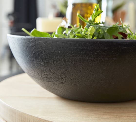 Cau Handcrafted Acacia Wood Salad, Wooden Salad Bowl Sets Pottery Barn