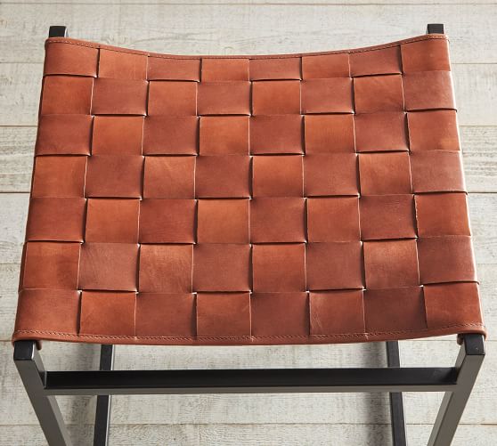 Hardy Woven Leather Backless Bar, Bar Stools Backless Leather