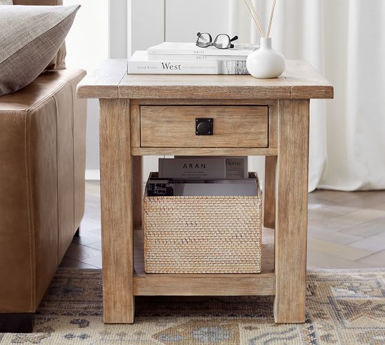 Benchwright 24 Square End Table, Rustic End Table With Drawer