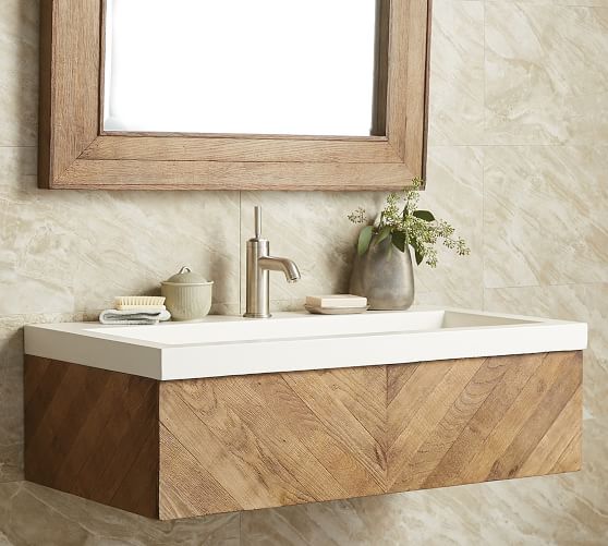 Handcrafted Single Sink Floating Vanity, Floating Bathroom Vanities With Tops