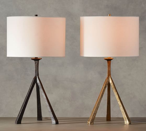 Easton Forged Iron Tripod Table Lamp, Floor Lamps With Table Pottery Barn