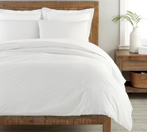 Spencer Washed Organic Cotton Solid, White Cotton Duvet Cover Queen