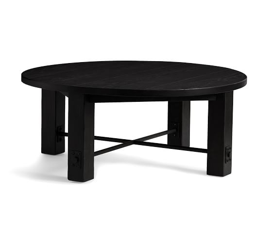 Benchwright 42 Round Coffee Table, Black And White Round Accent Table