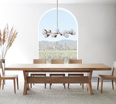 Modern Farmhouse Extending Dining Table, Large Wooden Dining Room Sets