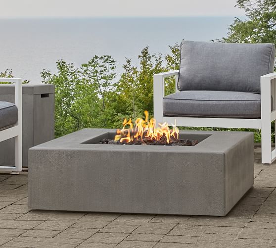 Square Low Natural Gas Fire Pit Table, Outdoor Gas Fire Pit Sets