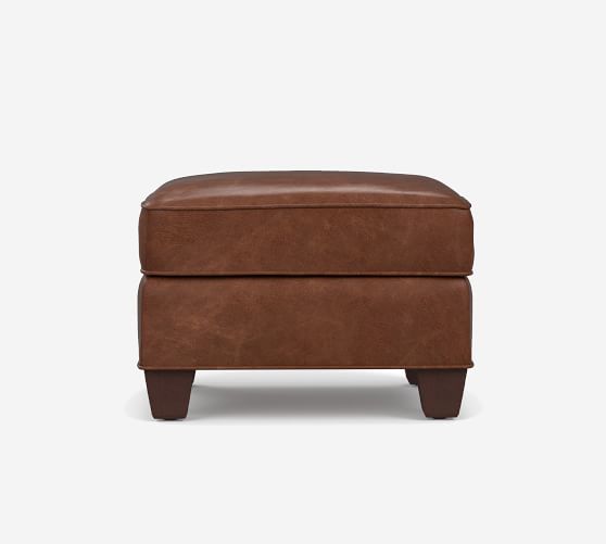 Irving Leather Storage Ottoman, Leather Storage Ottoman Bench Tufted Footrest
