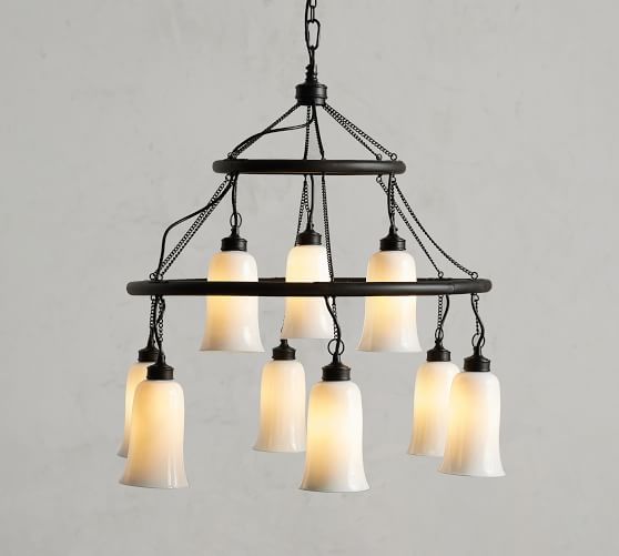 Silas Chandelier Pottery Barn, Chandelier With Individual Lamp Shades Pottery Barn