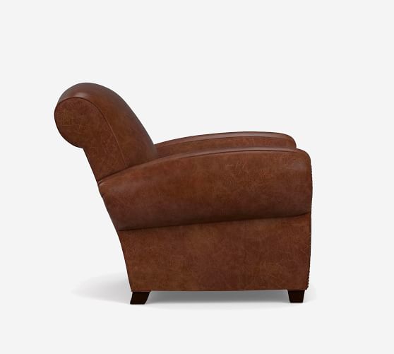 Manhattan Leather Armchair With, Leather Nailhead Armchair