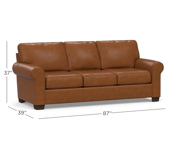 Buchanan Roll Arm Leather Sleeper Sofa, Brown Leather Couch Sleeper