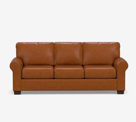Buchanan Roll Arm Leather Sleeper Sofa, Tan Leather Pull Out Couch