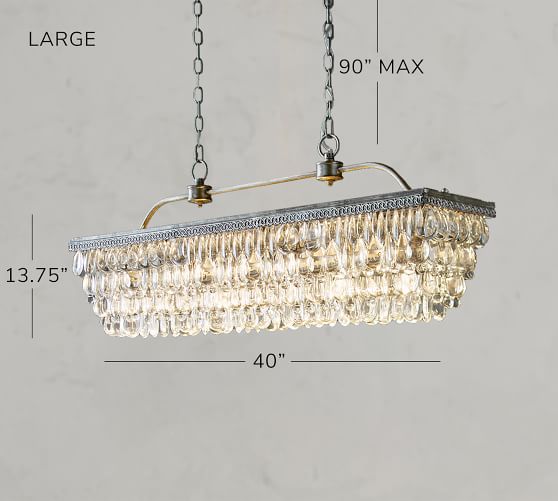 Clarissa Rectangular Chandelier Pottery Barn Clarissa Rectangular Chandelier, Clarissa Glass Drop Rectangular Chandelier Large 40 Lengths