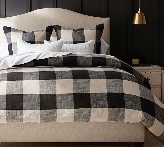 Charcoal Bryce Buffalo Check Patterned, Pottery Barn Blue And White Duvet Cover