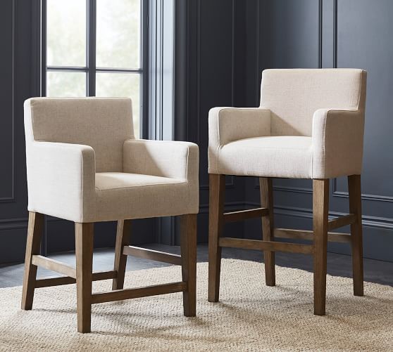Pb Classic Upholstered Bar Stool, High Top Bar Stools With Arms