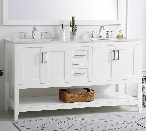 Belleair 60 Double Sink Vanity, Double Bath Vanity White