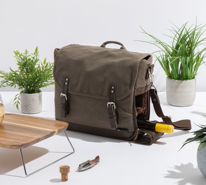 Greenpoint Waxed Canvas Picnic Bag, Set for 2