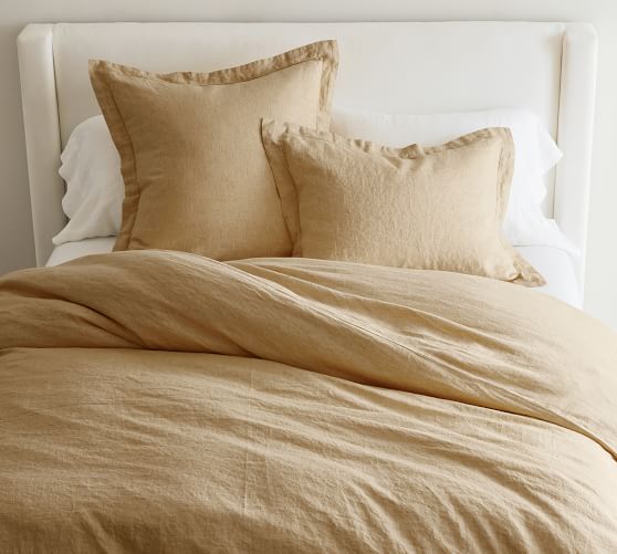 Belgian Flax Linen Duvet Cover, Brown Gold And Cream Duvet Covers Canada