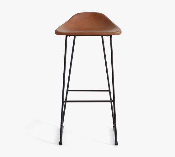 Brenner Leather Bar Counter Stool, Round Leather Bar Stools No Back