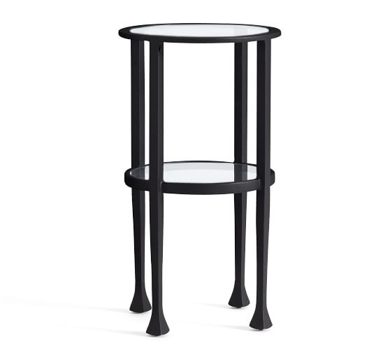 Tanner 12 Round Accent Table Pottery, Black And White Round Accent Table