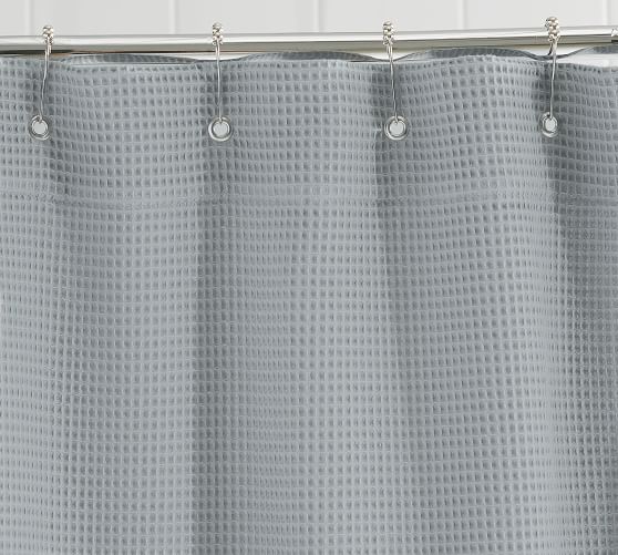 Waffle Weave Cotton Shower Curtain, Black White Grey Shower Curtain
